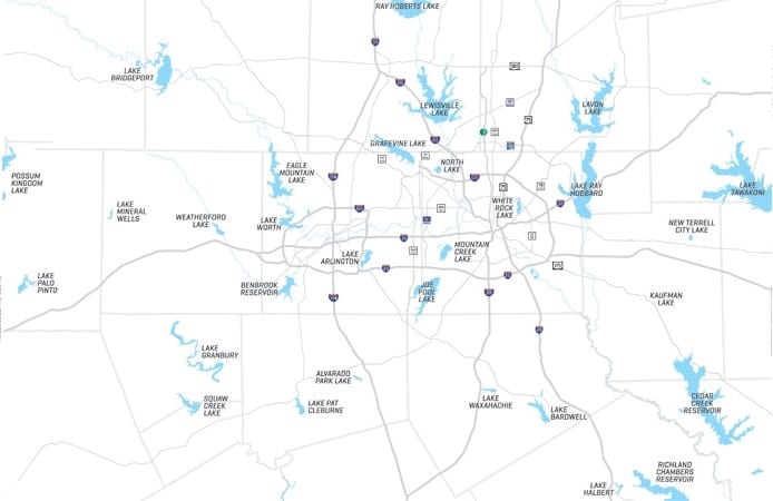 Dallas Area Lake Map