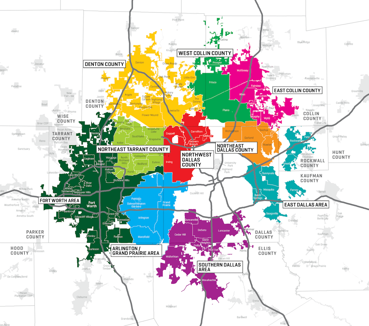 Dallas suburbs map